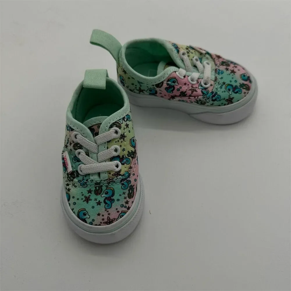 Vans Toddler Authentic Elastic Lace Sneakers Seahorse Starfish Print